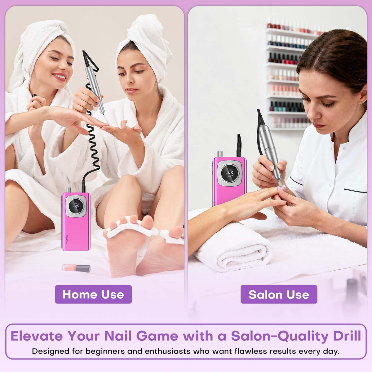 Portable hook for easy carrying during on the go nail care.