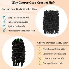 Fuchangzai Burmese Curly Crochet Hair with soft fiber texture