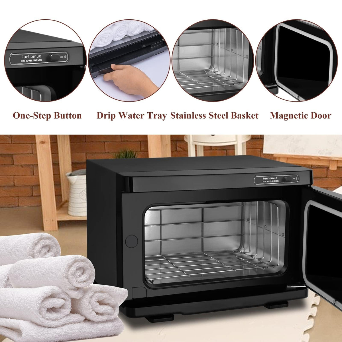 Fuehomue 8L interior towel storage inside a warm chamber