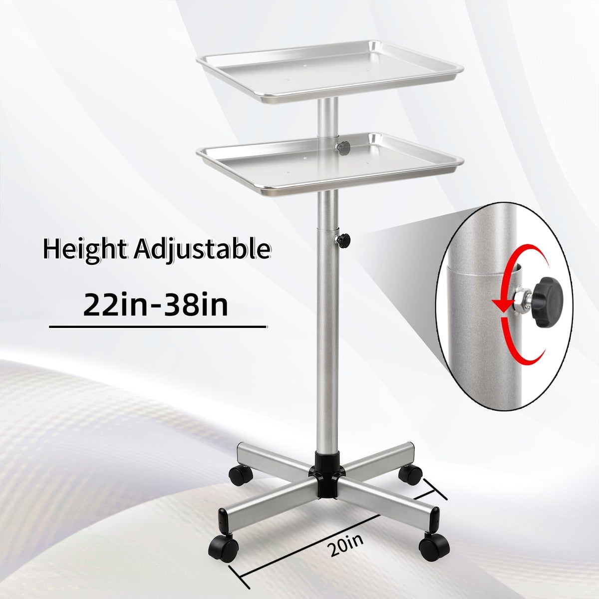 Fuehomue salon tray on wheels enables easy repositioning during client sessions