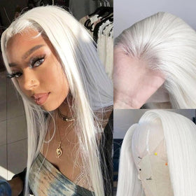 Fugady 13x4 white wig with parting area enables versatile hairstyles.