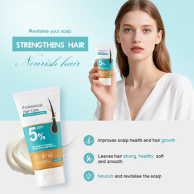 Fugit minoxidil scalp massage cream in-use on scalp for nutrient absorption.
