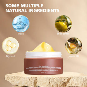 Fugit Crowned SKLN Body Butter bottle front shows masculine packaging and moisturizing formula.