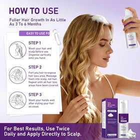 Fugit minoxidil foam women daily routine image emphasizes consistent use.