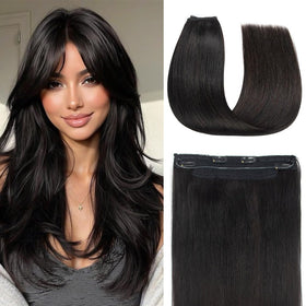 FUINAL Halo Hair Extensions in natural black blend for a seamless daily look