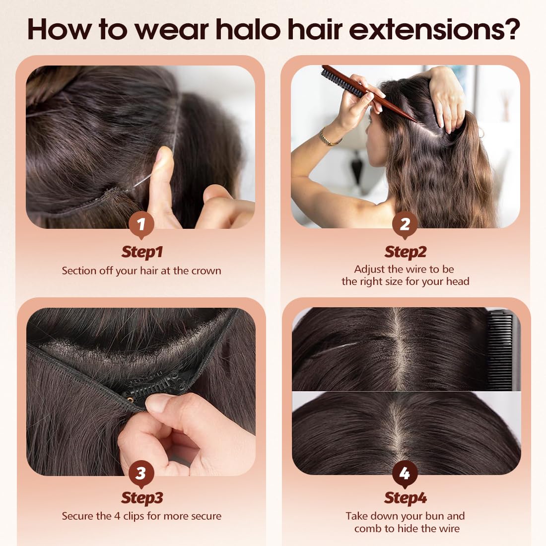 Heat-styling friendly Remy hair from FUINAL Halo Extensions