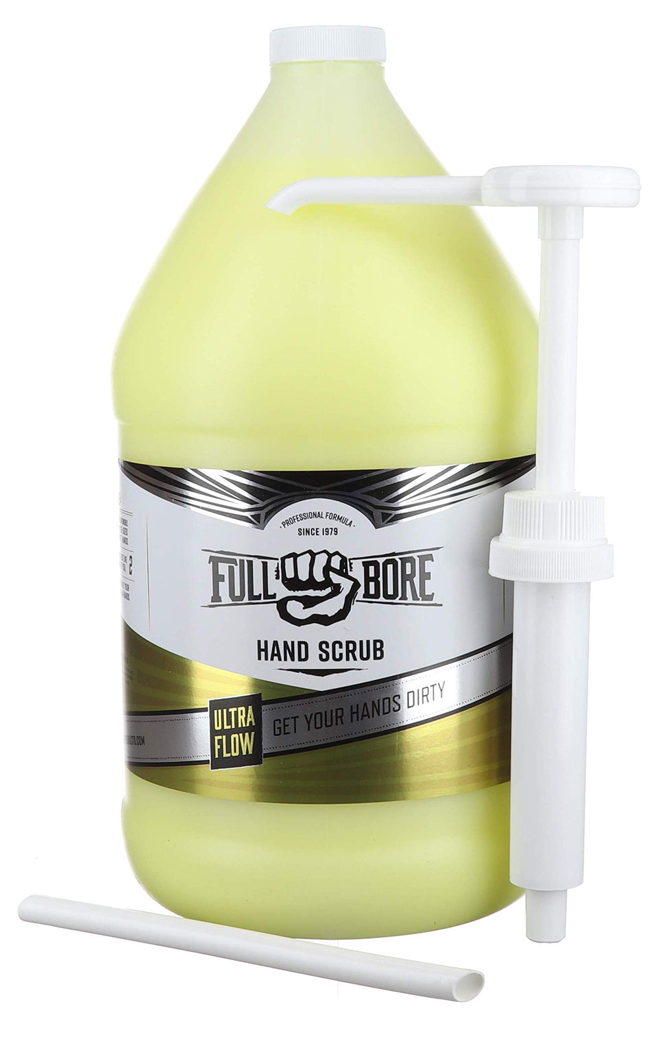 Full Bore Ultra Flow Hand Scrub bottle—durable packaging for quick, clean hands after work.
