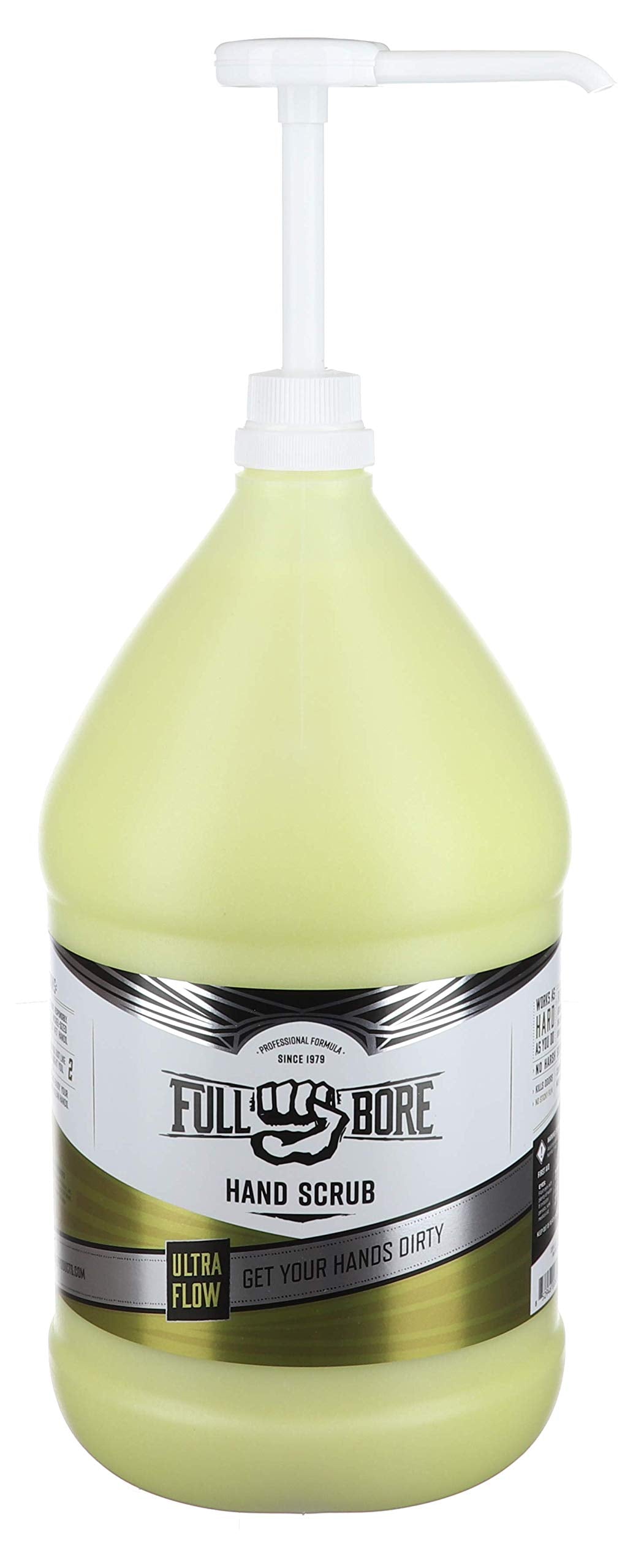 Full Bore Ultra Flow Hand Scrub texture—soft mineral scrubbers reach deep into fingerprints.