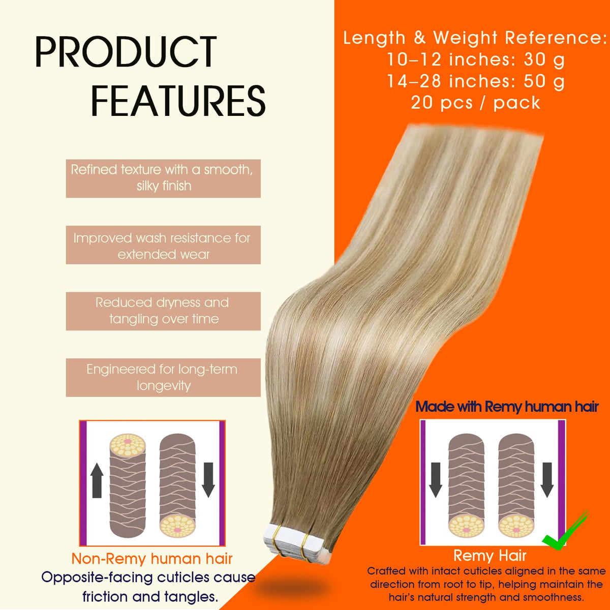 Full Shine ombre brown to honey blonde extension blend