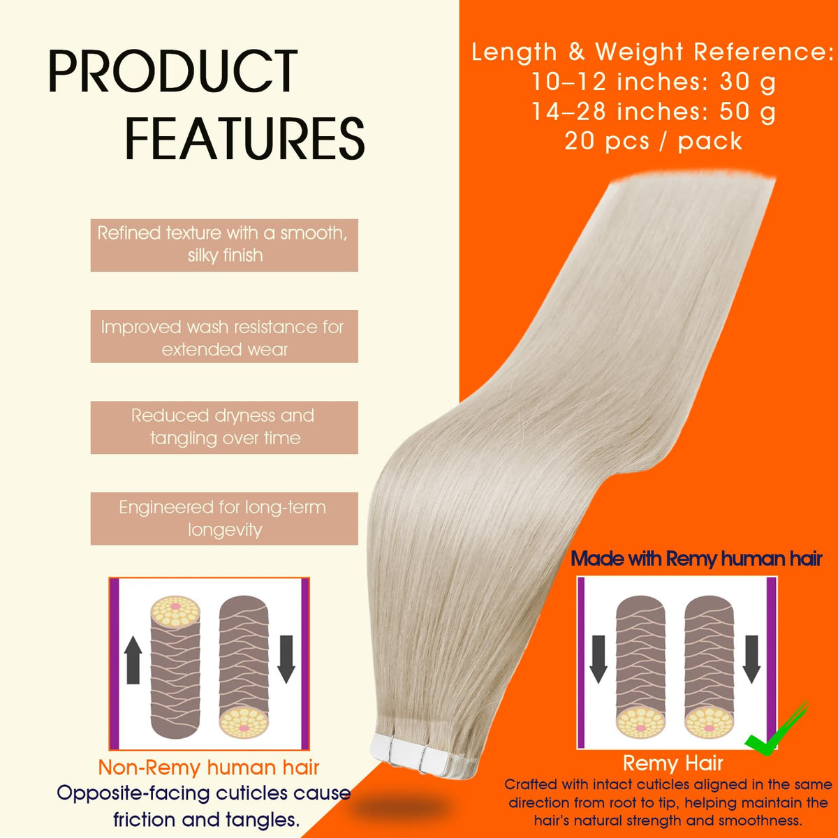 Full Shine Remy Brazilian hair soft texture for natural look.