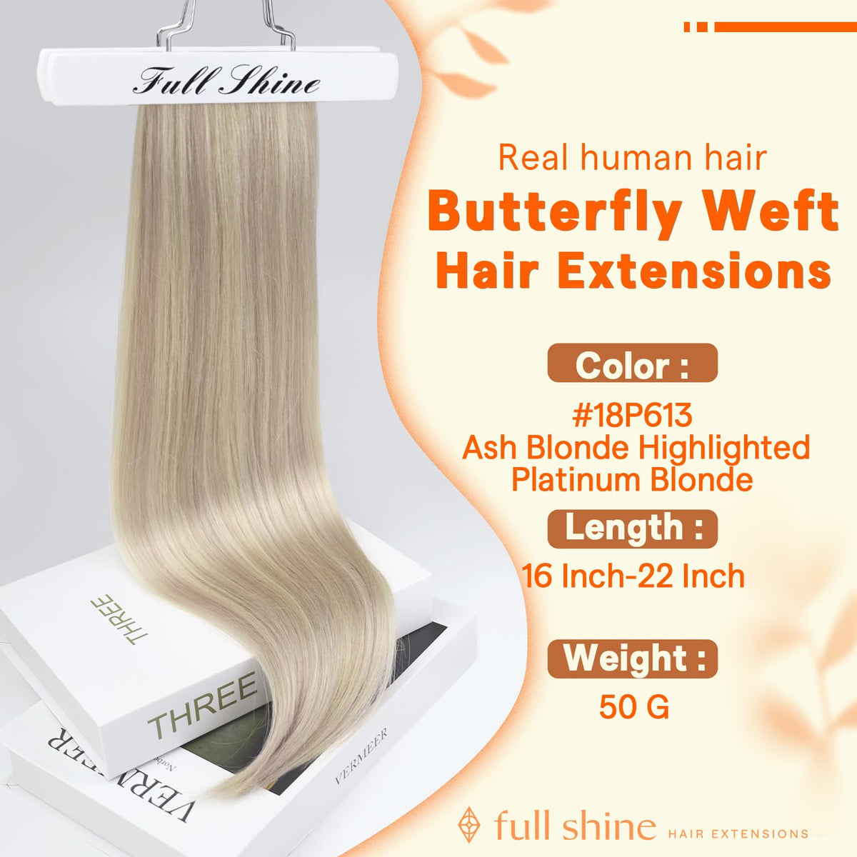 Full Shine butterfly weft 18in bleach blonde base blends with lightened hair seamlessly.