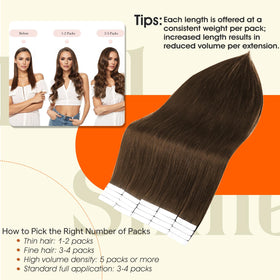 Full Shine color 4 middle brown tape-in blends seamlessly.