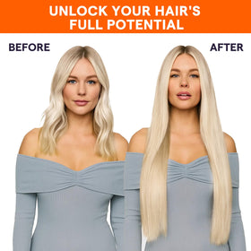 Full Shine cut-to-width weft for a custom, personalized fit.