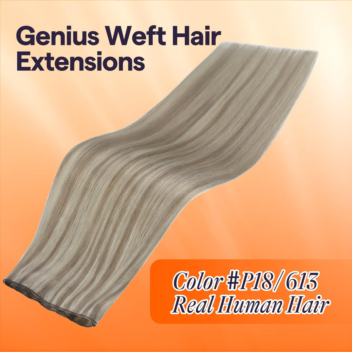 Full Shine Genius Weft 24 inch extension close-up adds noticeable length.