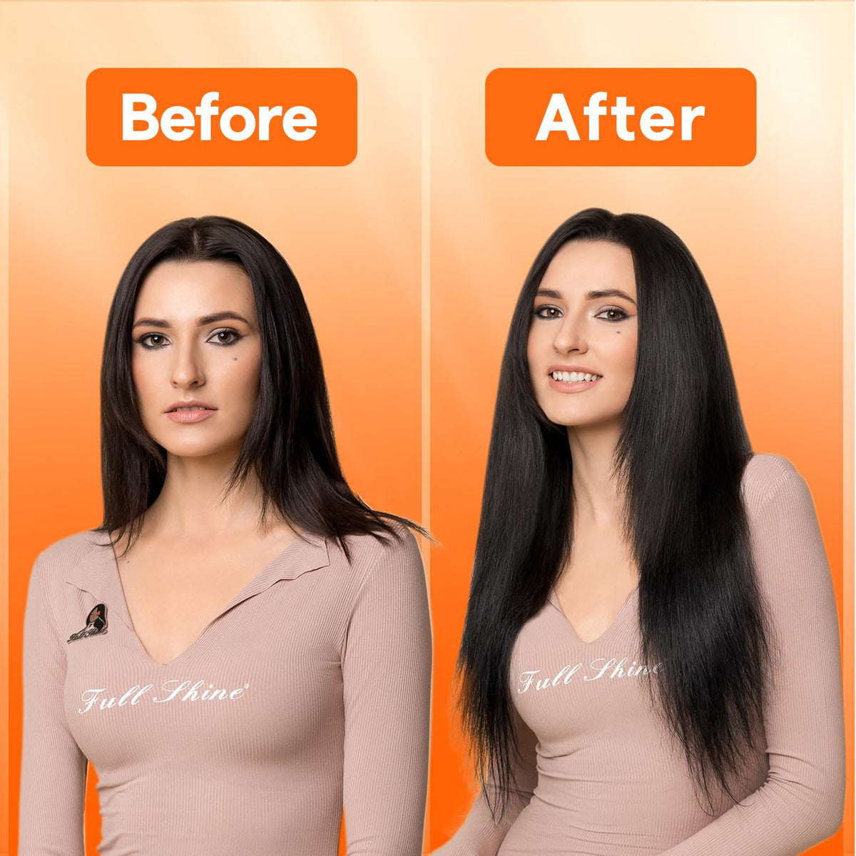 Full Shine Genius Weft Extensions secure bonding for long-lasting wear.