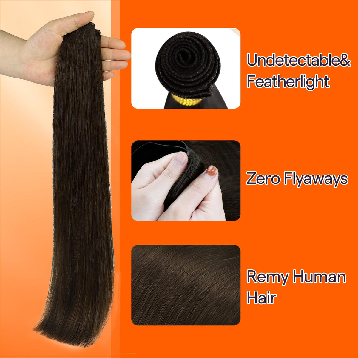 Full Shine Genius Weft extensions ultra-light weft reduces scalp pressure during wear.