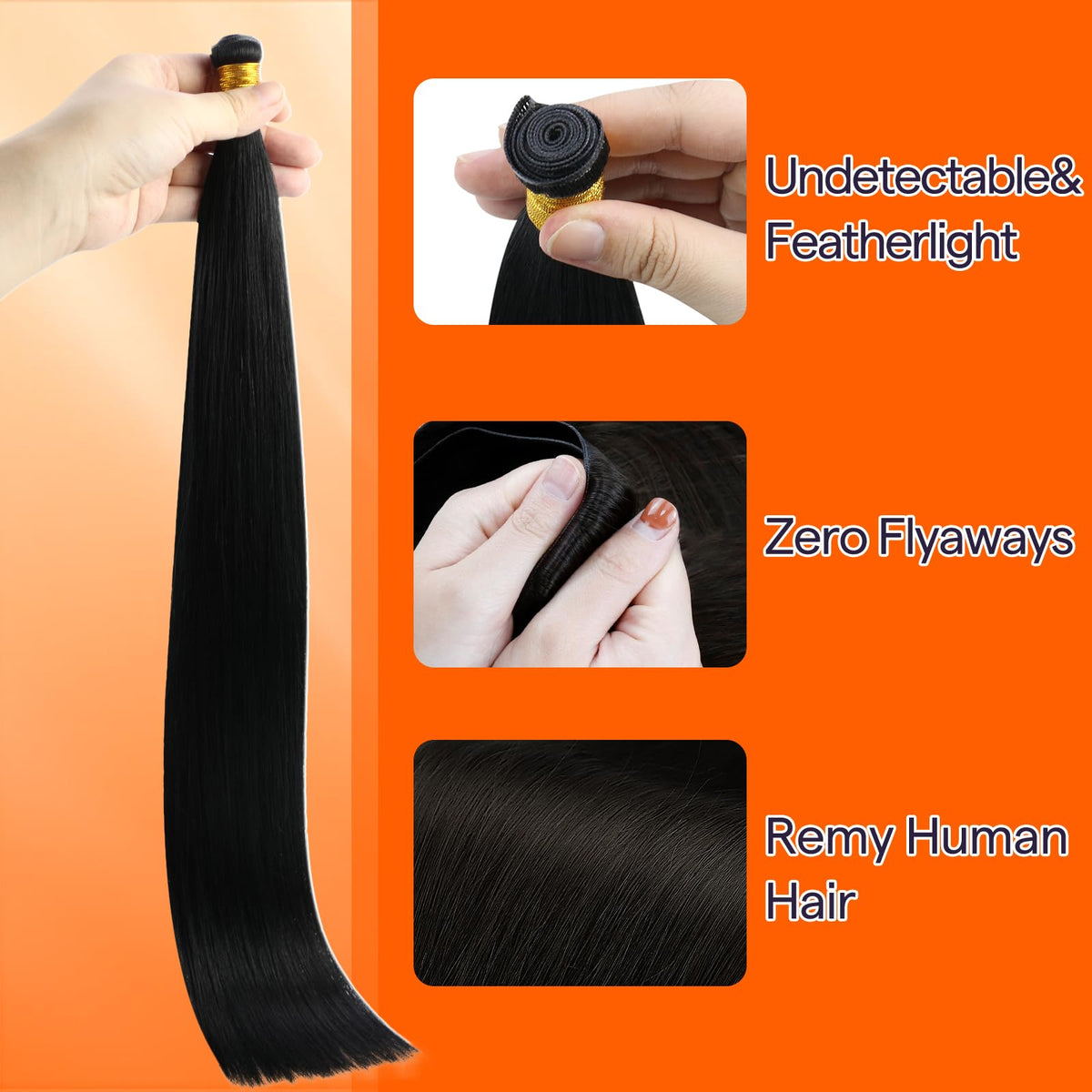 Full Shine Genius Weft invisible seam look demonstrates natural undetectable integration.