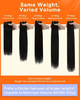 Full Shine offers 10-12, 14-24, and 26-28 inch length options for style variety.