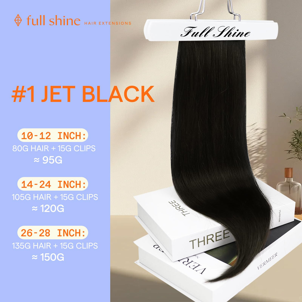 Full Shine Remy hair with aligned cuticles for soft, shiny strands.