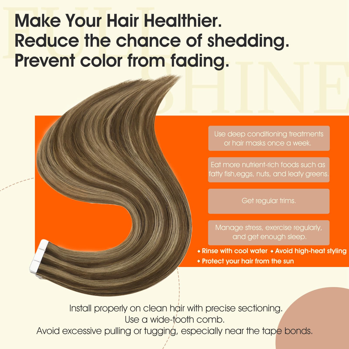 Remy hair with aligned cuticles reduces tangling and enhances shine