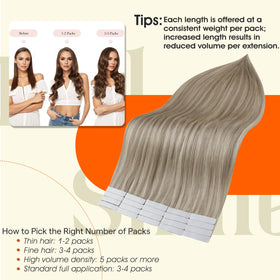 Full Shine Remy hair tape-ins with smooth-cuticles reduce tangling and enhance softness.