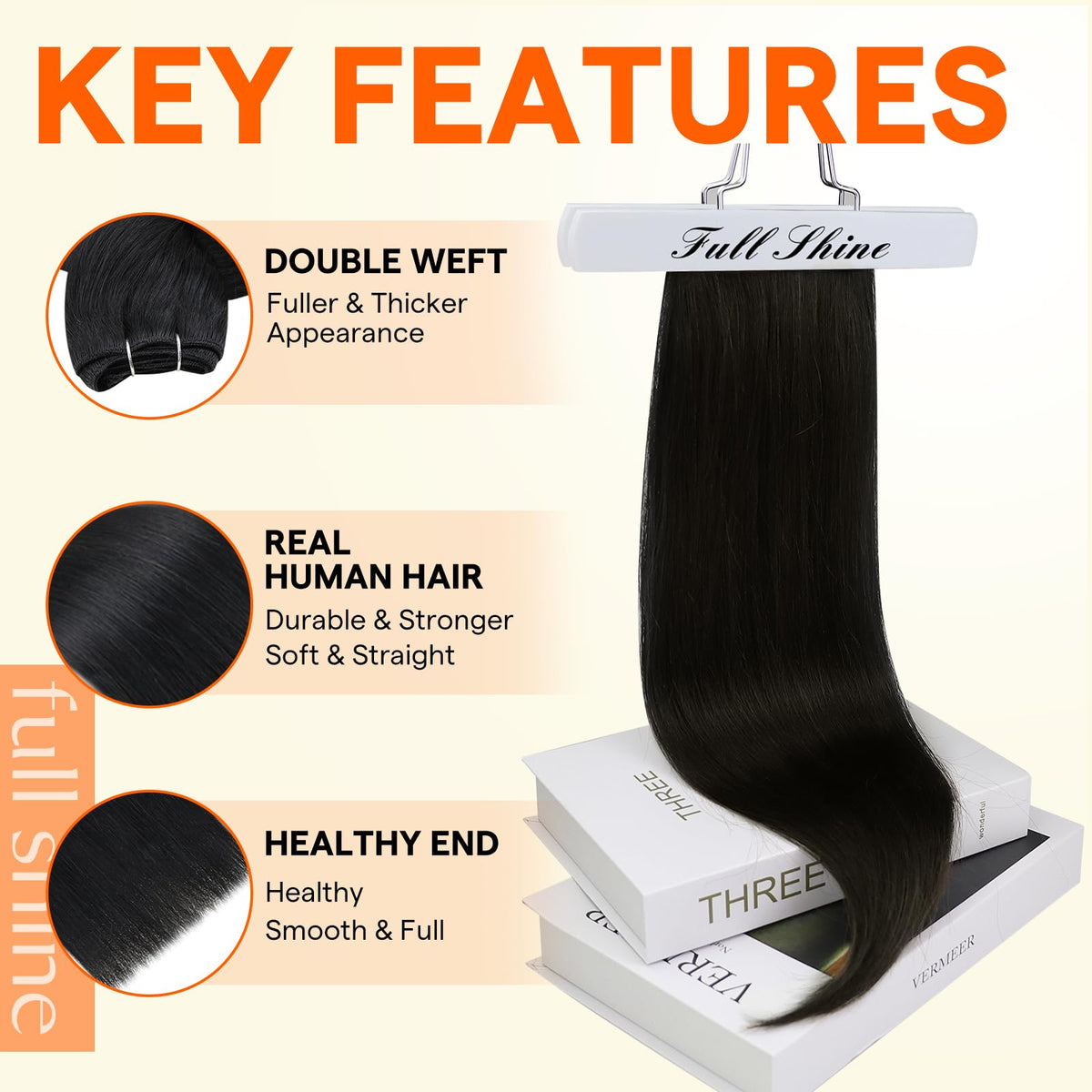 Full Shine Remy hair weft with soft texture and natural movement.