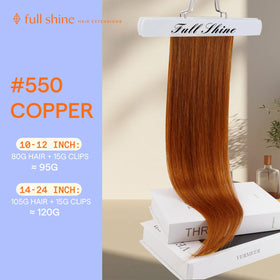 Full Shine Remy Brazilian hair with copper tone for a soft, radiant finish