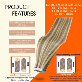 Full Shine Remy hair tape extensions for smooth, low-tangle results.