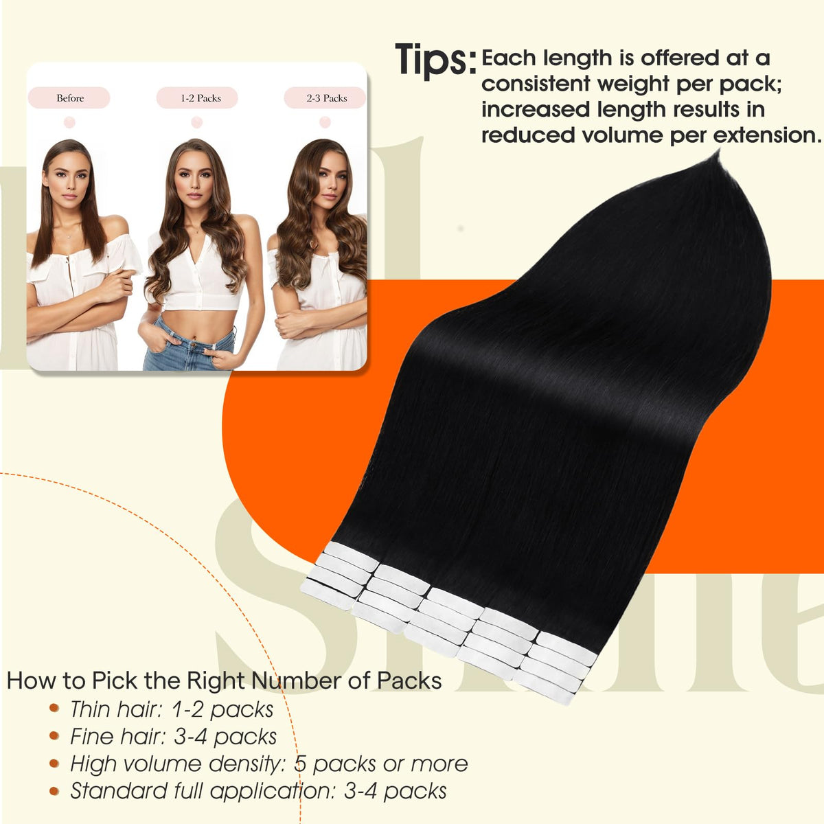 Full Shine seamless blend tape-in extensions lie flat for a discreet natural look.