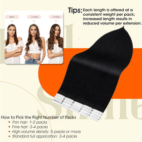 Full Shine seamless blend tape-in extensions lie flat for a discreet natural look.