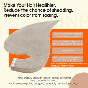 Full Shine Seamless blend tape-in extensions lay flat for natural volume.