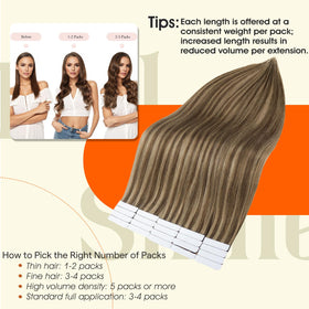Full Shine seamless blend tape-in extensions on head for natural look.