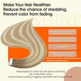 Full Shine seamless flat tape-in tabs for a discreet, natural blend