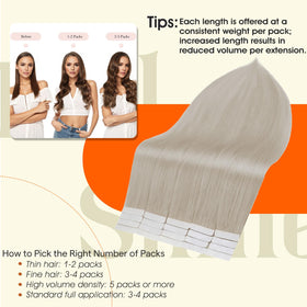 Full Shine Skin Weft with double-sided tape provides secure, discreet hold.