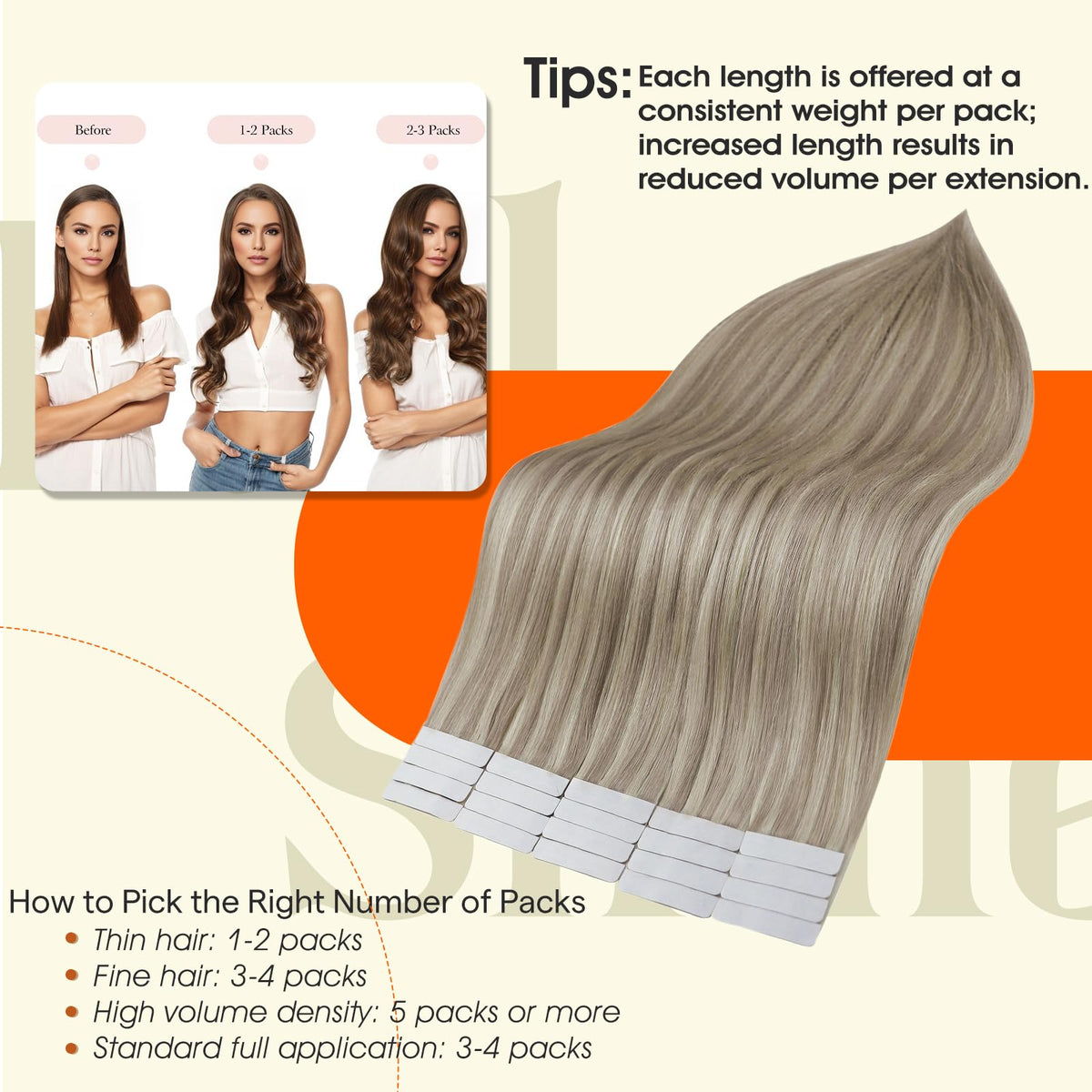 Full Shine tape-in extensions close-up showing ultra-thin tapes for a skin-friendly bond.