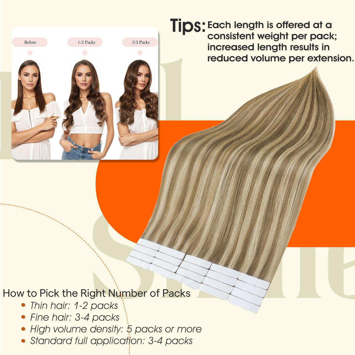 Full Shine tape-in extensions application-ready for quick, studio-friendly installation.