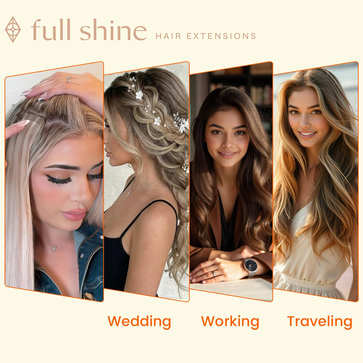 Full Shine 12 inch bundle ready to blend with natural length.