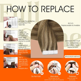 Full Shine tape-in extensions double-sided adhesive for secure, discreet hold.