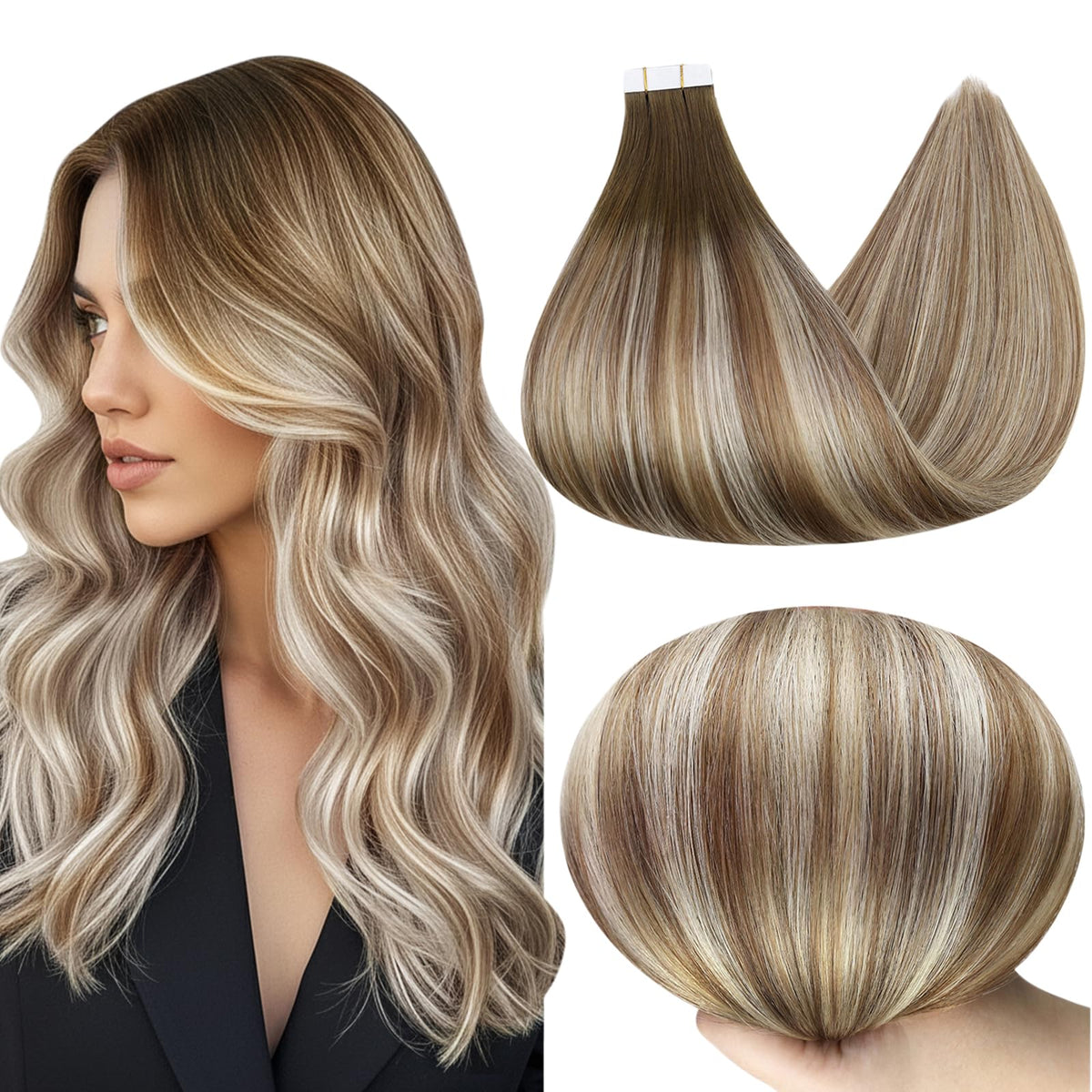 Full Shine tape-in extensions packaging highlights premium design for easy application.