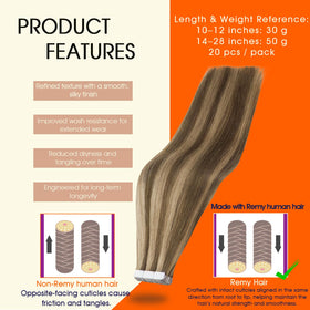 Full Shine Remy hair tape-in extensions close-up reveals silky texture.