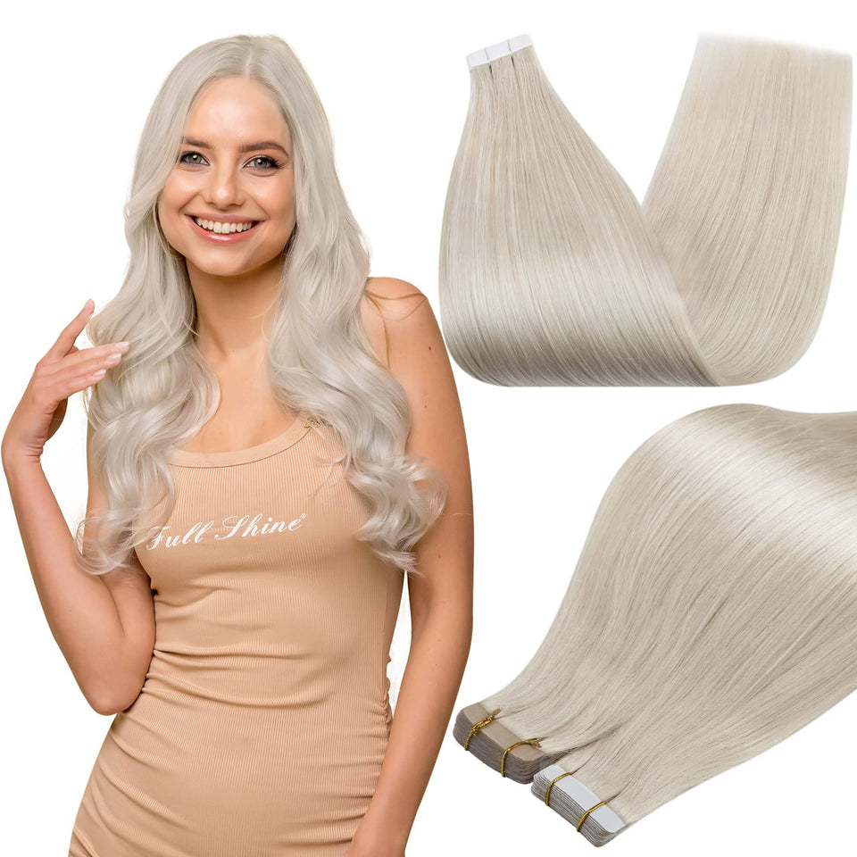 Full Shine tape-in extensions close-up of tape tab for secure, discreet wear