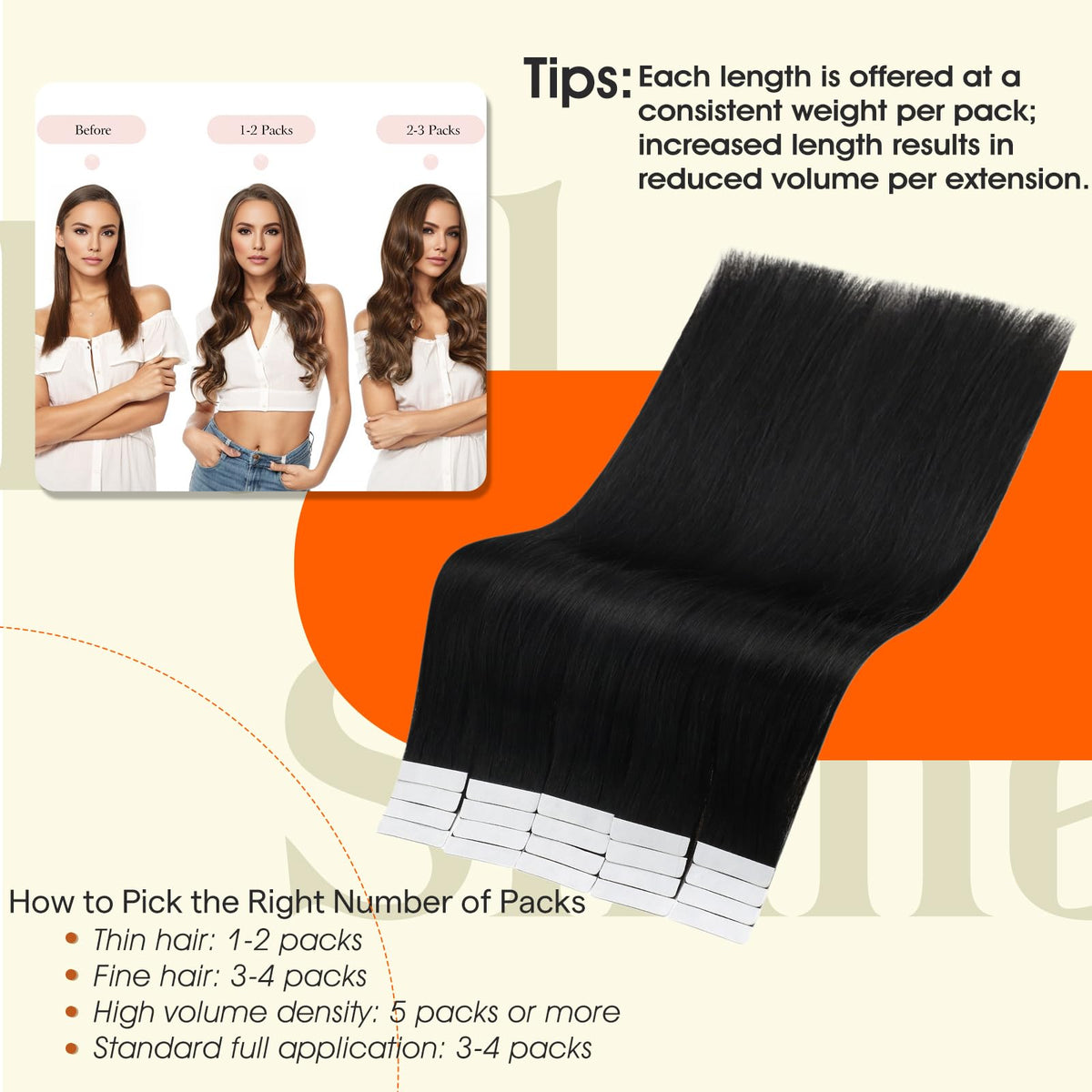 Full Shine seamless-tape lies flat for an invisible hold