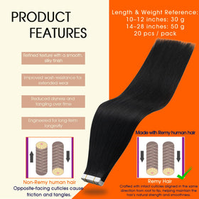 Full Shine pre-taped extensions enable quick, secure application