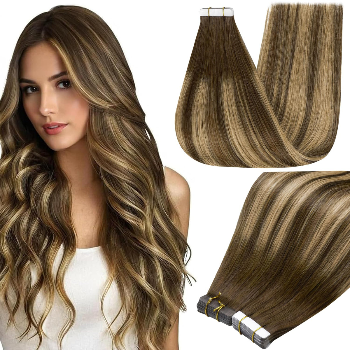 Full Shine tape-in extensions, 18-inch skin weft, for a seamless length upgrade.