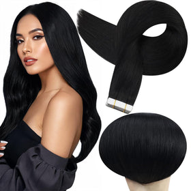 Full Shine tape-in extensions showing seamless skin-weft for a natural look