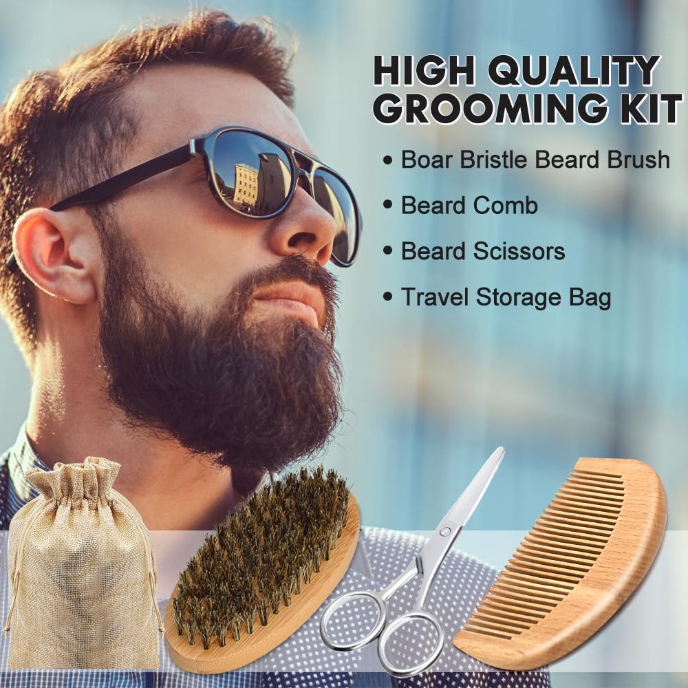Beard brush and comb for detangling and shaping.