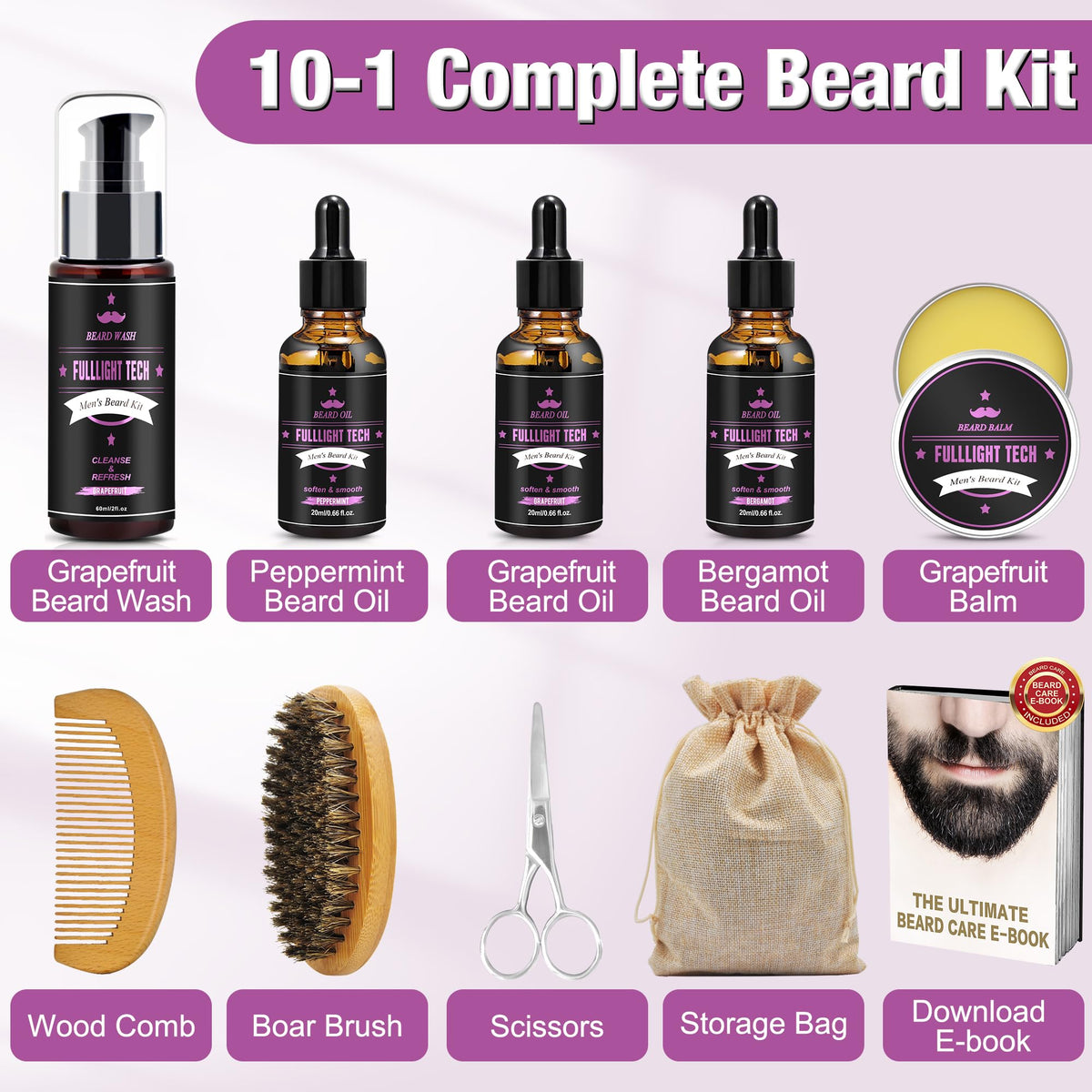 FULLLIGHT TECH beard brush and comb for easy styling