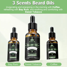 FULLLIGHT TECH bay rum beard oil bottle with rich scent and conditioning
