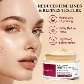 FullMeet Calcium Intense Cream texture detail highlighting creamy hydration around the eyes.