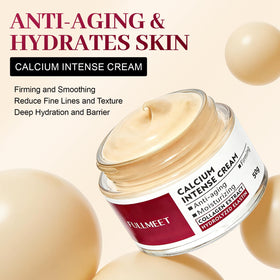 FullMeet Calcium Intense Cream being applied around the eyes for gentle care.
